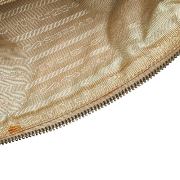 Prada Chain Shoulder Bag B4590 Beige Lino Leather Nylon Women's PRADA - Picture 4 of 10